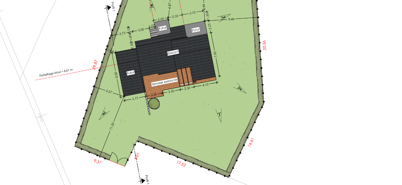 Plan de masse d'un avant-projet de maison individuelle